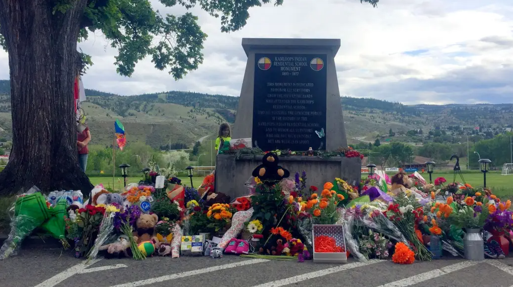 Monument to the victims of the Kamloops Indian Residential School. Source: The Canadian Press.